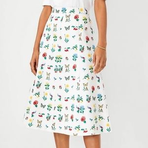 NEW! LOFT botanical fit & flare seamed mid calf midi skirt.